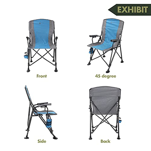 Tan & Gray Heavy-Duty Folding Camping Quad Chair with Cup Holder Y741
