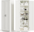 White 70" Tall Storage Cabinet with 2 Doors and 6 Adjustable Shelves W61862