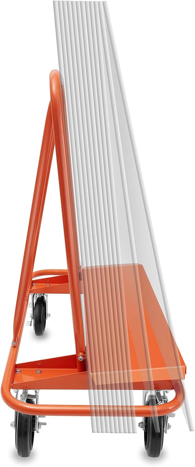 Heavy Duty Drywall Sheet Cart with 4 Swivel Wheels - Orange X924837