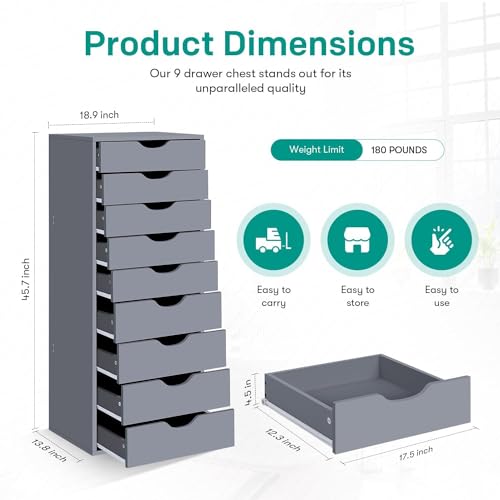 Black 9 Drawer Wood Dresser M71143