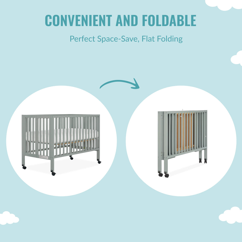 Cool Grey Full-Size Folding Crib Z252