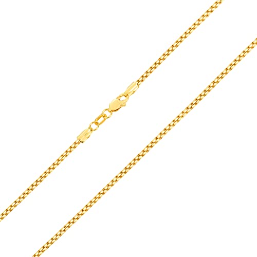14k Yellow Gold 1.5mm Round Box Chain Venetian Link Pendant Necklace 16" 18" 20" 22" 24" 26" 28" 30" R99094