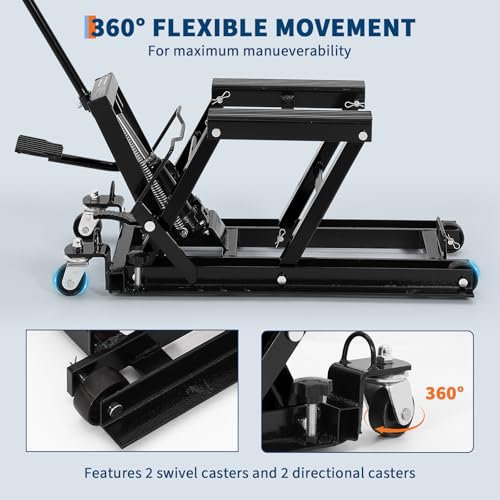 1500 LBS Capacity Steel Motorcycle Lift Jack with Wheels E943580