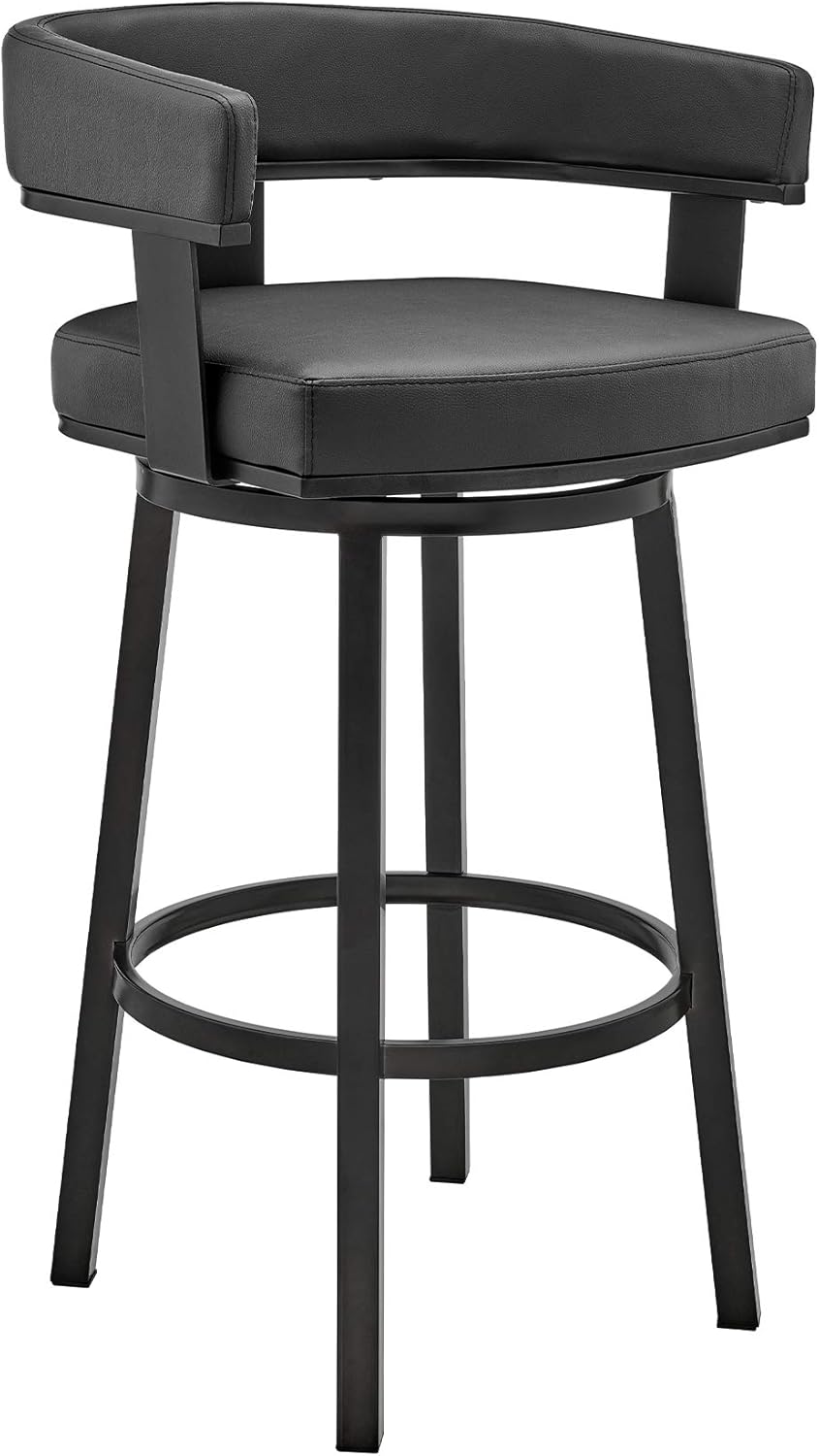 Black Faux Leather Bar Height Swivel Bar Stool G974