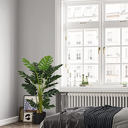 Artificial Monstera Deliciosa Plant 4ft Tall 15 Decorative Split Leaves Faux Swiss Cheese Plant N806