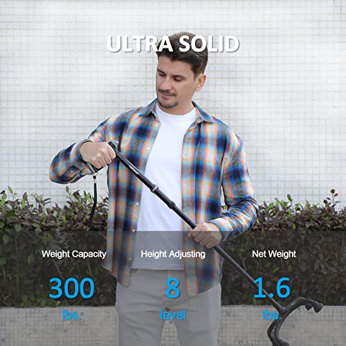 Quad Cane, Foldable Walking Cane with 4-Pronged Base L95584