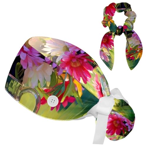 Cotton Scrub Caps with Buttons and Sweatband N850