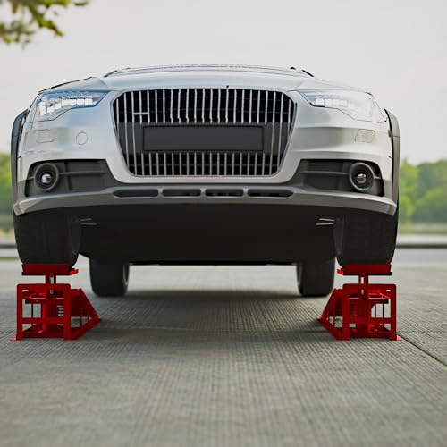 2 Pack Hydraulic Car Ramps 5T 10000lbs Low Profile Lift Height 11.61-16.21 Inches J584157