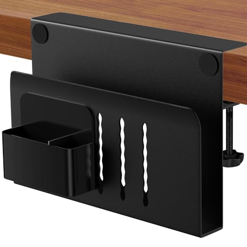 Black Clamp On Under Desk Laptop Holder with Magnetic Pen Holder A96706