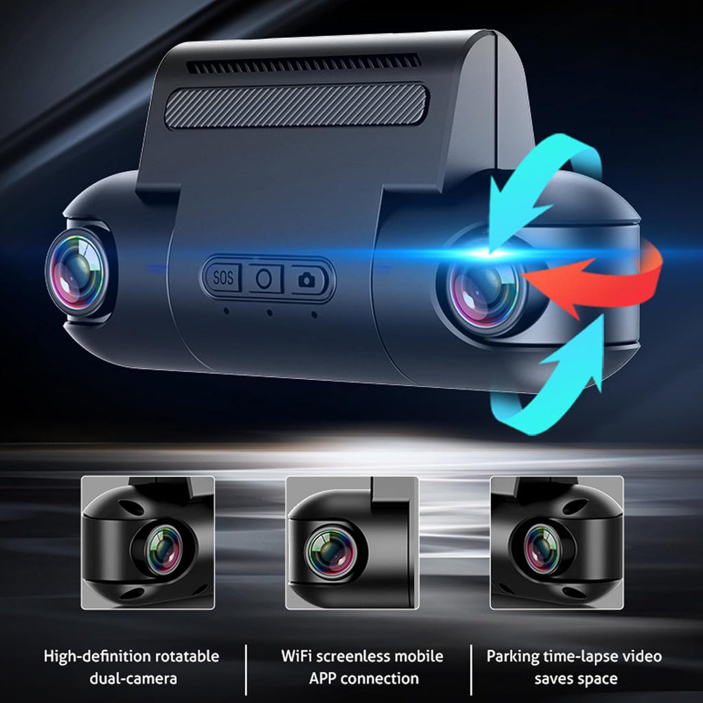 1080P FHD Front and Rear Dash Cam with 170° Wide Angle E340