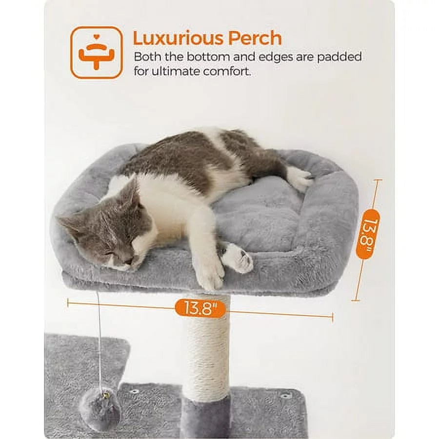 Light Gray Cat Tree with Scratching Posts Hammock B54979