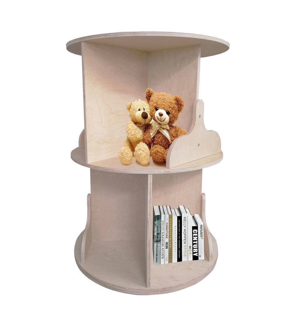 Natural Finish Two-Tier Round Wooden Bookcase P2142