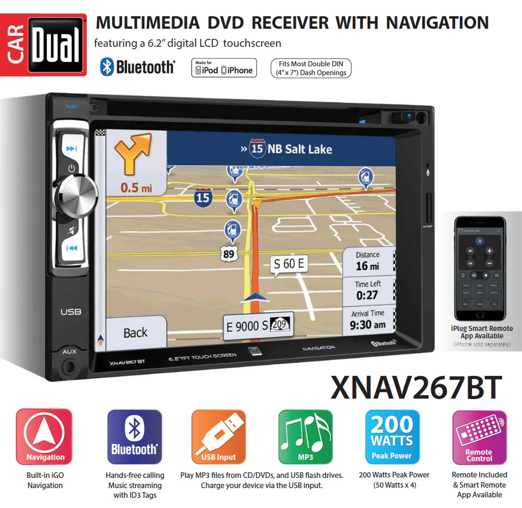 6.2 inch Double Din Car Stereo with Built-in Navigation X377