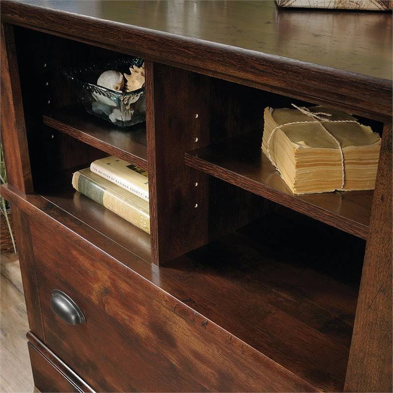 2 Piece Computer Desk with Hutch and File Cabinet Set in Cherry J2759