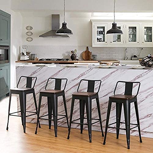 Distressed White 30 Inch Metal Bar Stools Set of 4 K3604