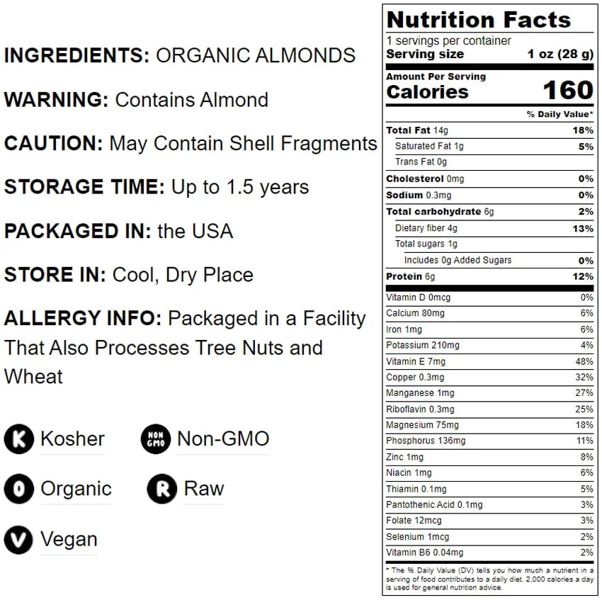 Organic Raw Almonds, 3 Pounds S66177
