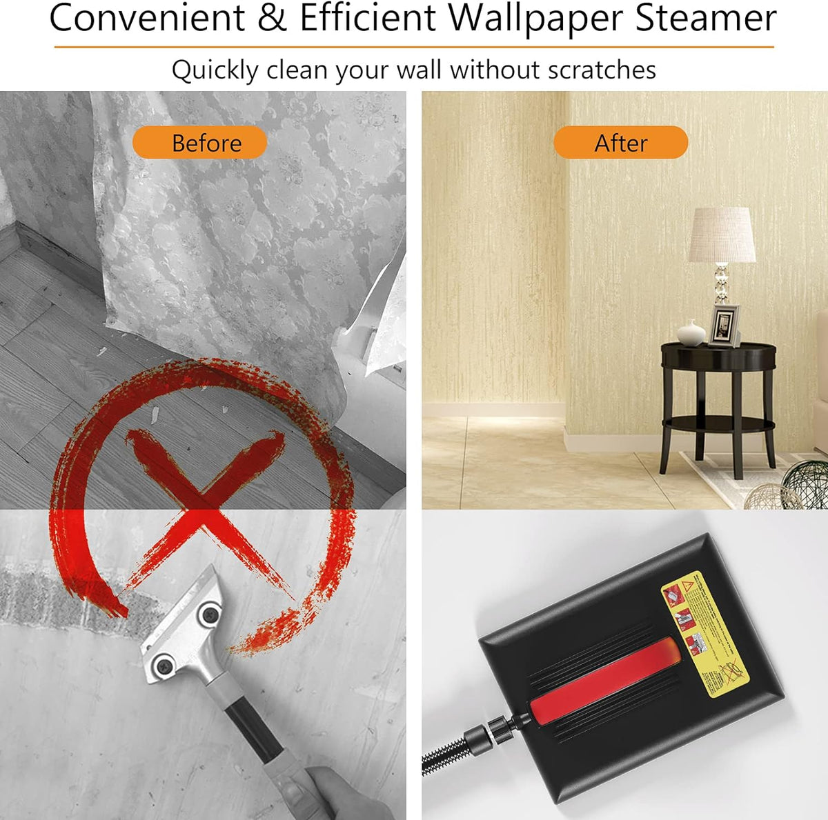Wallpaper Steamer with 10FT Hose & Large Steam Plate H618488