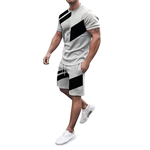 Mens Short Sets 2 Piece Outfits Summer Tracksuits Short Sleeve Tshirts and Shorts A4775