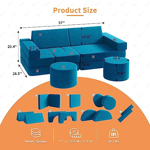 13PCS Modular Kids Play Couch (Blueberry, L) I4581