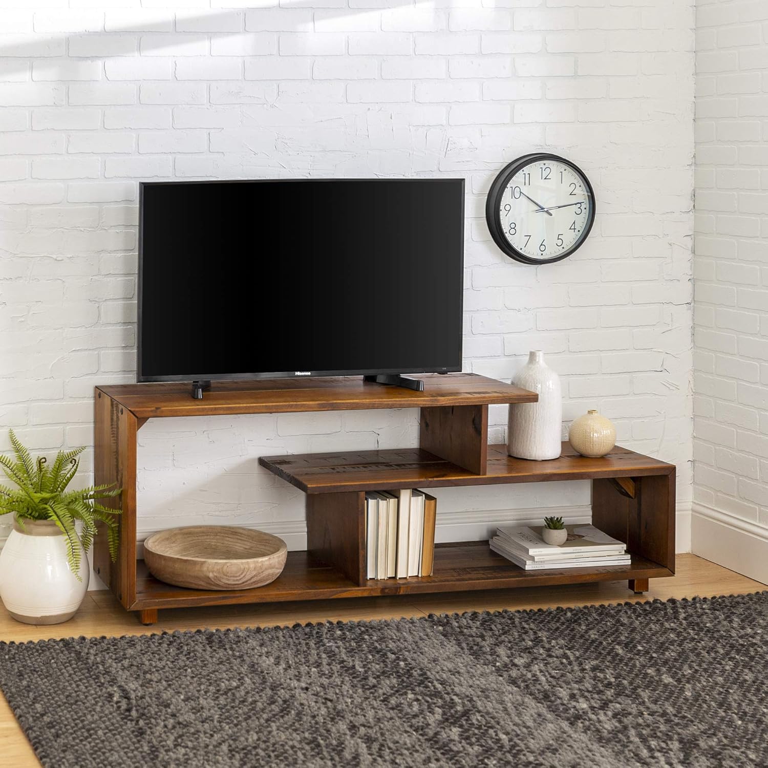 60 Inch Grey Solid Wood TV Stand J78543