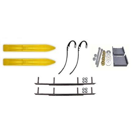 Yellow Trail 6 inch Snowmobile Skis with 10 inch Round Bars Complete Kit J508491