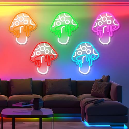 Ice Blue Dimmable Led Mushroom Neon Sign Night Light 3d Wall Art R931634