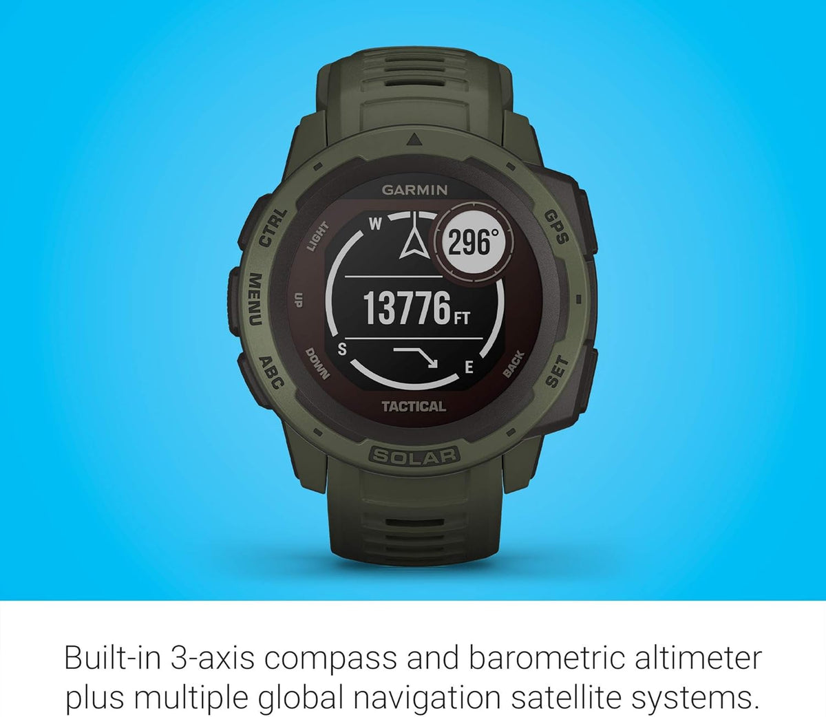 Moss Green Solar-Powered Rugged Outdoor Smartwatch M6902