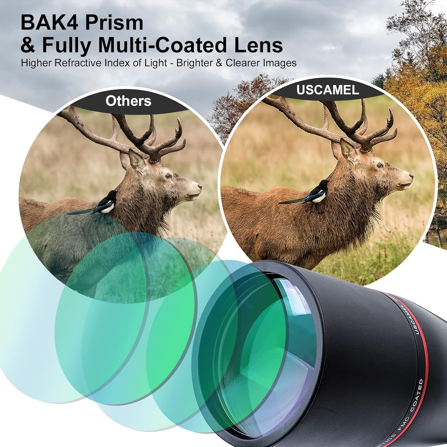 20-60x80 Waterproof BAK4 Spotting Scope with Tripod E116
