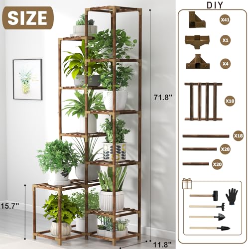 10 Tier Tall Corner Wood Plant Stand Shelf G510274