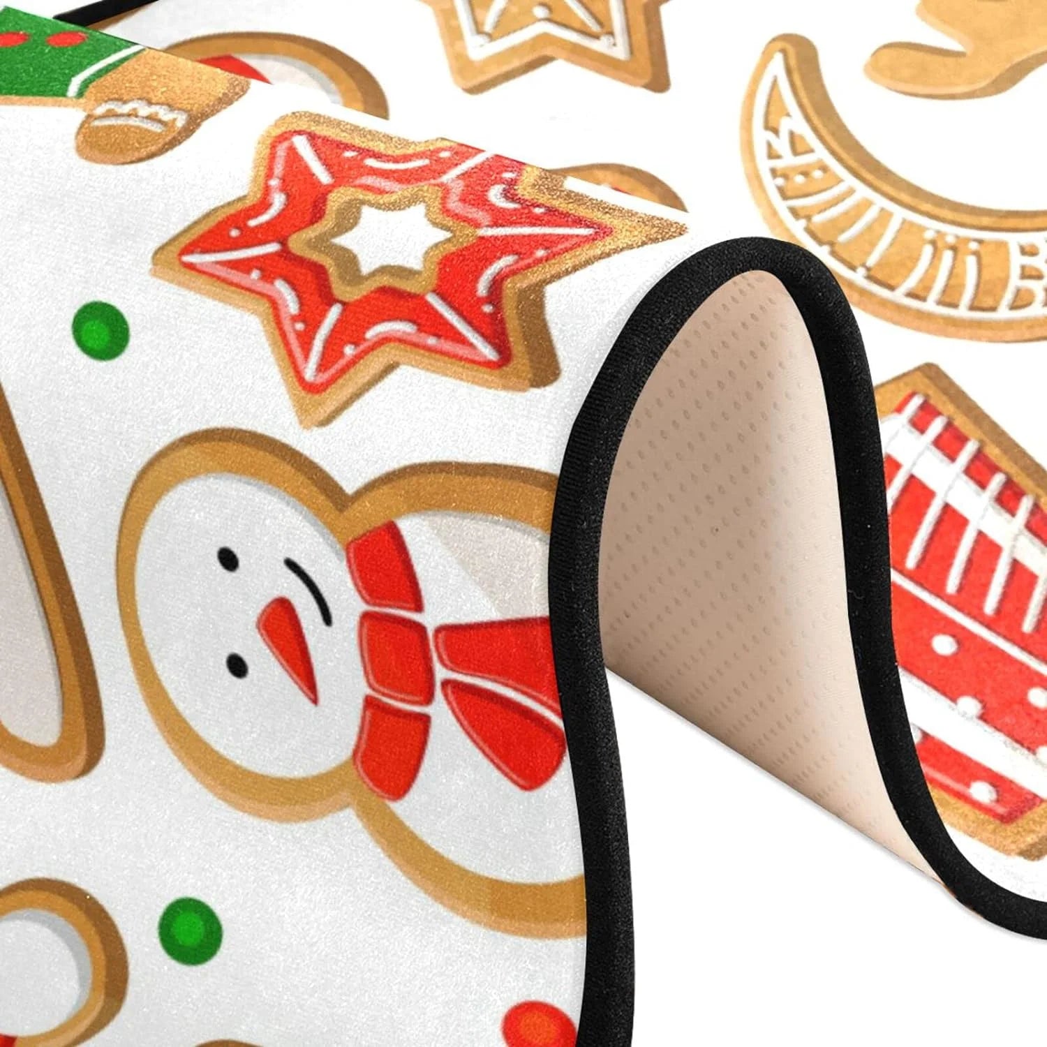 2x6 Feet Gingerbread Cookie Christmas Runner Rug with Rubber Backing X4579