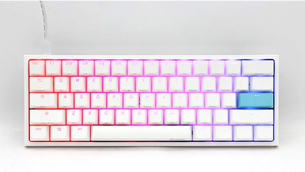 Pure White RGB LED 60% Double Shot PBT Mechanical Keyboard Z639