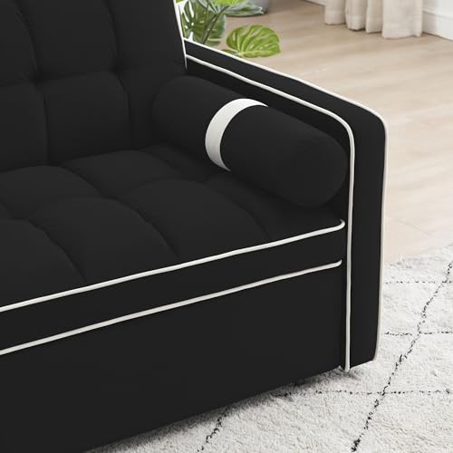 Beige Convertible Sleeper Sofa with Pullout Bed D57629