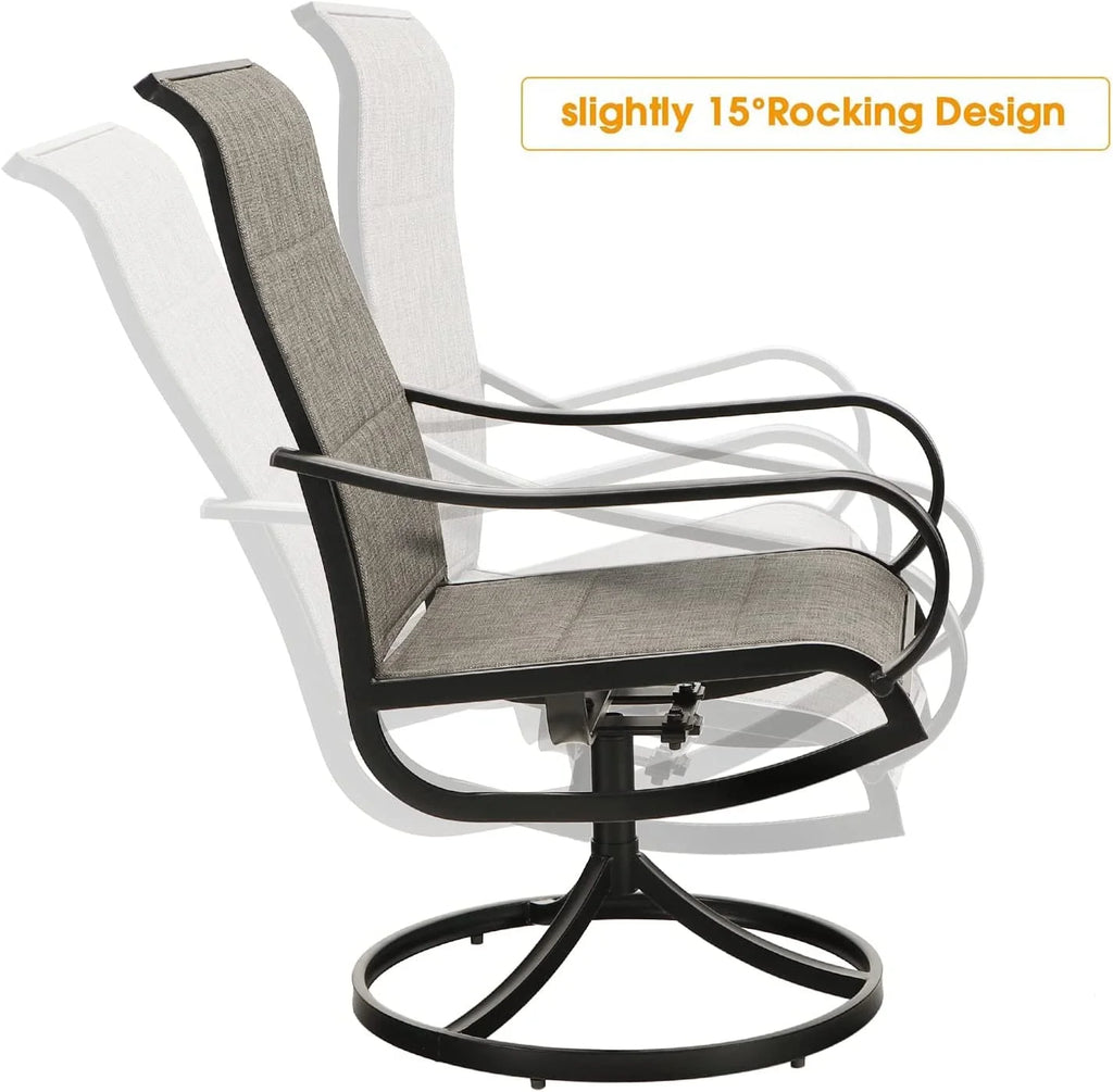 9 Piece Patio Dining Set with Padded Textilene Swivel Chairs and Expandable Table M775973