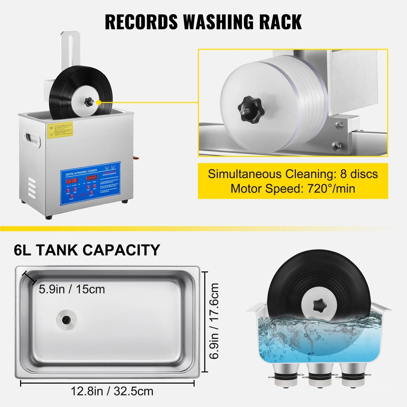 Ultrasonic Cleaner 6L Stainless Steel 200w A920
