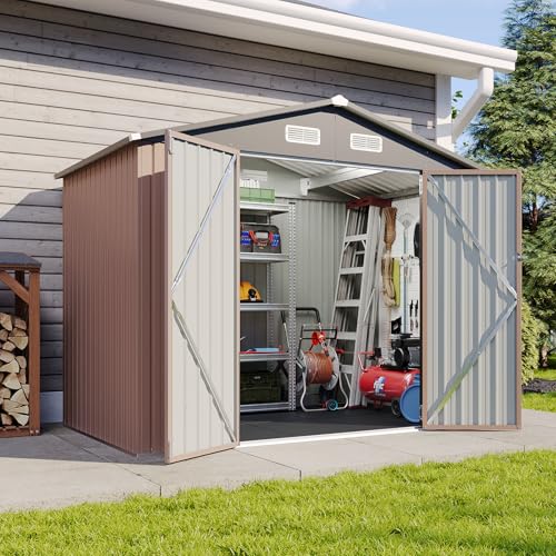 Black Galvanized Steel Triple Doors Lean to Shed K7156