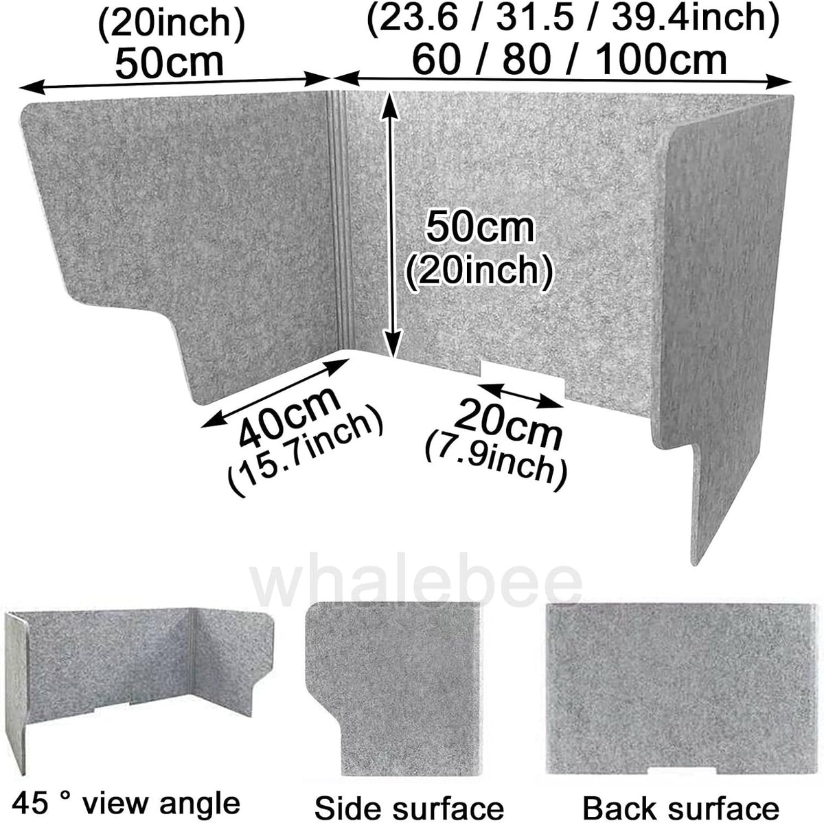 Acoustic Desk Divider 3 Panels L481536