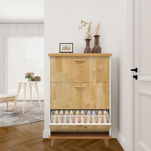 3 Drawer Maple Wood Shoe Cabinet D145323