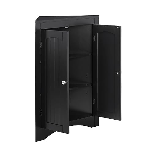 Black Corner Storage Cabinet with 2 Doors C43107