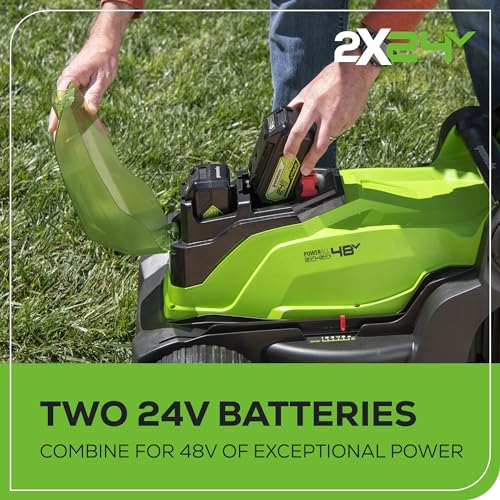 48V 17" Brushless Cordless Push Lawn Mower with 4.0Ah Batteries and Dual Port Rapid Charger D79665