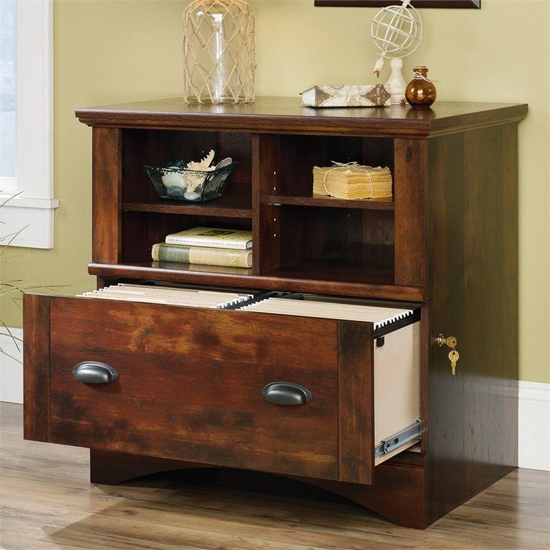 2 Piece Computer Desk with Hutch and File Cabinet Set in Cherry J2759