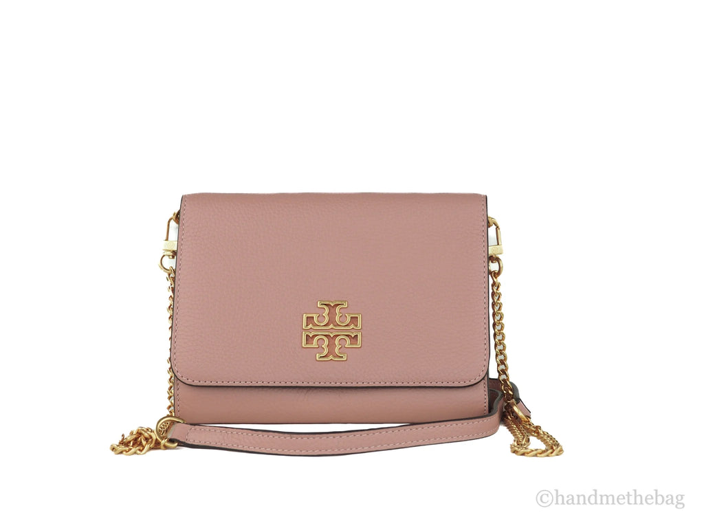 Pink Pebbled Leather Chain Crossbody Bag E523183