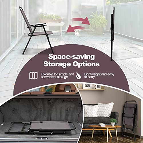 Portable Folding Chairs with Metal Frame & Armrest (4) I1681