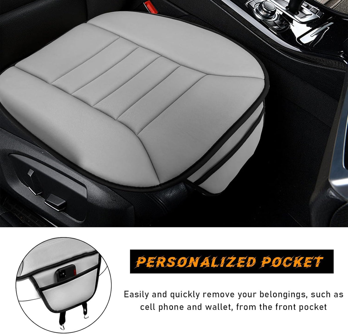 Gray Memory Foam Car Seat Cushion with Non-Slip Bottom G248