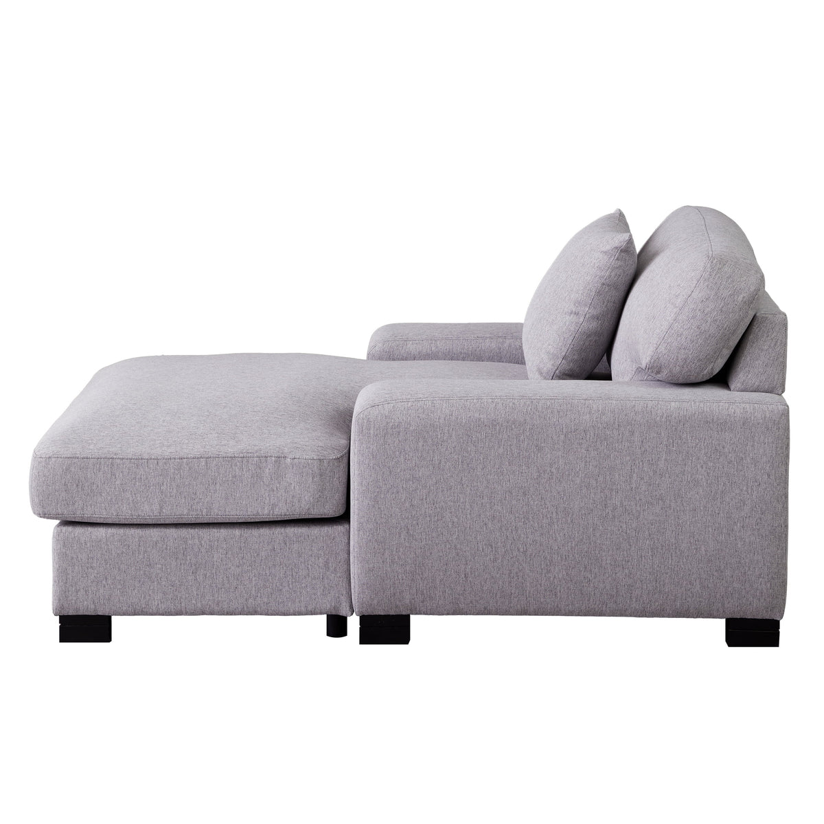 Gray Velvet Oversized Chaise Lounger Sleeper Sofa V3419