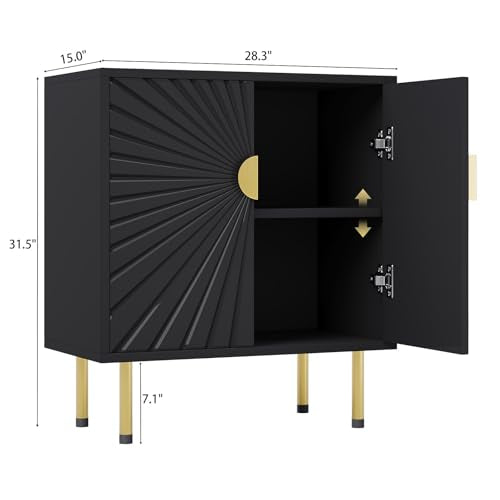 White Accent Storage Cabinet with Gold Handle Set 2 R5102