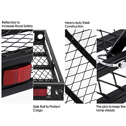 Heavy Duty Folding Hitch Cargo Carrier with Ramp, 500LBS Weight Capacity K446