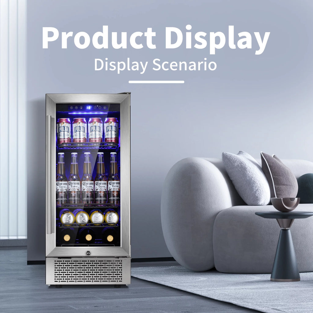15 inch Beverage Refrigerator with Clear Glass Door Y85016