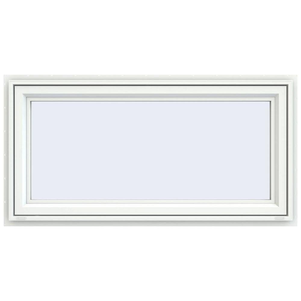 White Vinyl Awning Window with Fiberglass Mesh Screen V91525
