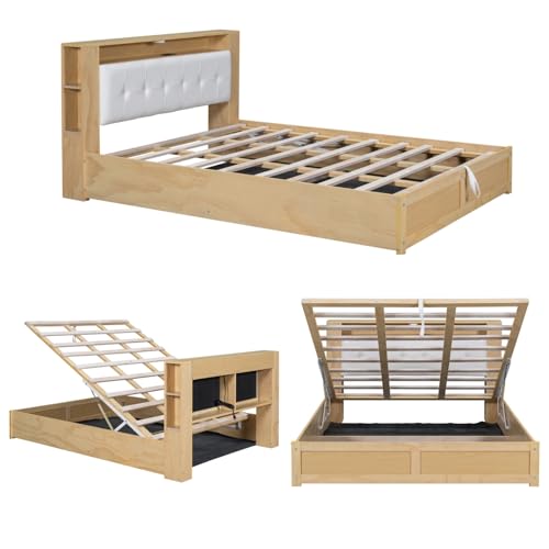 Queen Size Upholstered Platform Bed with Storage Nightstand and 6 Drawers Dresser Cabinet Q448