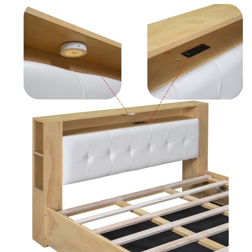 Queen Size Upholstered Platform Bed with Storage Nightstand and 6 Drawers Dresser Cabinet Q448
